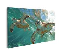islandburner Tableau sur toile Deux tortues de mer sous l'eau pour salle de bain amoureux de la mer Spa images images murales poster