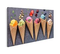 islandburner Tableau sur toile Différents goûts glacés Myrtille Fraise Glace Glace Images Tableaux muraux Poster