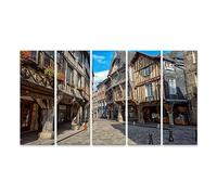 islandburner Tableau sur toile Dinan Vieille Ville Historique Maisons à colombages dans le centre-ville Bretagne Fra Images murales Poster
