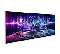 islandburner Tableau sur Toile DJ Musique sur le Plateau Tournant - Rythmes Néons et Ondes Sonores Images Photos Murales Poster