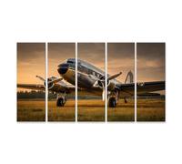 islandburner Tableau sur toile Douglas DC-3 Avion restauré avec hélices polies - 5 pièces XXL - Edition B1