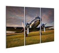 islandburner Tableau sur toile Douglas DC-3 restauré avec hélices polies - 3 pièces
