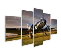 islandburner Tableau sur toile Douglas DC-3 restauré avec hélices polies - Tableau mural - 5 pièces