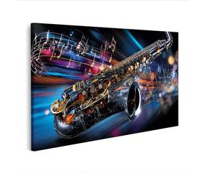 islandburner Tableau sur toile dramatique avec saxophone et éléments musicaux - Édition N2