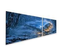 islandburner Tableau sur toile dramatique d'un rocher enneigé au crépuscule - 2 pièces