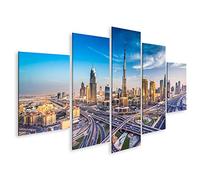 islandburner Tableau sur toile Dubai Skyline Belle ville près de l'autoroute très fréquentée Cadre Affiche Poster Murale Tableaux