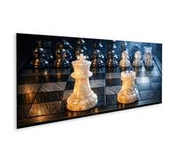islandburner Tableau sur toile Échiquier élégant avec figurines en marbre et éclairage spectaculaire - Panorama