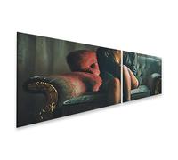 islandburner Tableau sur toile élégant avec bas noirs sur fauteuil en velours - 2 pièces