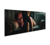 islandburner Tableau sur toile élégant avec bas noirs sur fauteuil en velours - Panorama