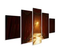 islandburner Tableau sur toile élégant Rideau en velours rouge dans le style Art Déco pour décoration murale - 5 pièces