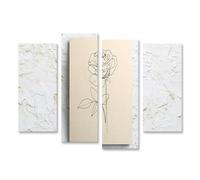 islandburner Tableau sur toile - Élégante rose - Décoration murale pour le salon - Parfait pour les amateurs d'art - 4 pièces