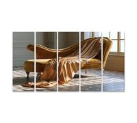 islandburner Tableau sur toile élégante soie sur velours méridienne murale salon décoration de luxe - 5 pièces XXL