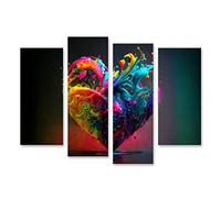 islandburner Tableau sur Toile en Forme de cœur Couleurs éclaboussures Multicolore éclaboussures Forme cœur Amour Concept G Images murales Poster