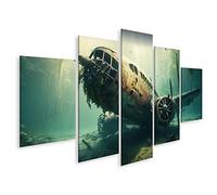 islandburner Tableau sur toile Épave d'avion sous l'eau Vintage avion militaire abandonné L Cadre Affiche Poster Murale Tableaux