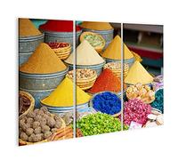 islandburner Tableau sur toile Épices à un marché traditionnel marocain à Marrakech Maroc Cadre Affiche Poster Murale Tableaux