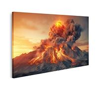 islandburner Tableau sur Toile Éruption Volcanique Massive Grand Volcan Éruption Gaz De Lave Atmosphère Massive Cadre Affiche Poster Murale Tableaux