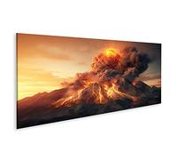 islandburner Tableau sur toile Éruption Volcanique Massive Grand Volcan Éruption Gaz De Lave Atmosphère Massive Cadre Affiche Poster Murale Tableaux