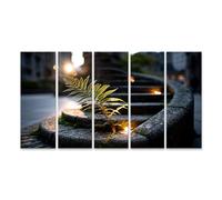 islandburner Tableau sur toile - Escalier en pierre mystique - Décoration murale pour salon - Pour les amoureux de la nature - 5 pièces - XXL