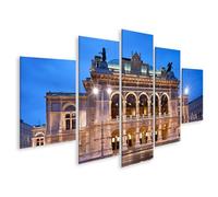 islandburner Tableau sur toile - Façade de l'opéra d'État de Vienne à la lumière du soir - Tableau mural pour les amateurs d'art - 5 pièces