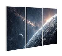 islandburner Tableau sur toile fascinant d'une planète dans l'espace profond - 3 pièces