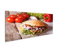 islandburner Tableau sur Toile Fast Food Doner Kebab avec Viande Légumes Frites Françaises Cadre Affiche Poster Murale Tableaux