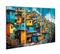 islandburner Tableau sur toile Favelas Maisons Colorées Pauvres Amérique Du Sud Cadre Affiche Poster Murale Tableaux