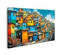 islandburner Tableau sur Toile Favelas Maisons Colorées Pauvres Amérique du Sud Cadre Affiche Poster Murale Tableaux