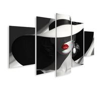 islandburner Tableau sur toile - Femme élégante en noir et blanc avec chapeau pour chambre à coucher - Boutique de mode soucieuse de la mode - Images murales - Poster mural
