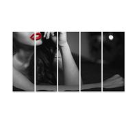 islandburner Tableau sur toile Femme sexy avec des lèvres rouges sur le lit dans une chambre sensuelle Cadre Affiche Poster Murale Tableaux