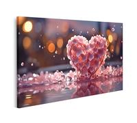 islandburner Tableau sur toile Fleurs roses Fleurs de cerisier Sakura Formes de cœur Eau Éclaboussures Images murales Poster