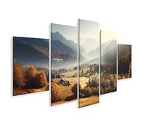 islandburner Tableau sur toile Forêt de montagnes de vallée de montagne QA Cadre Affiche Poster Murale Tableaux