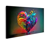 islandburner Tableau sur Toile Forme Coeur Couleurs Éclaboussures Forme Splash Multicolore Coeur Amour Concept Cadre Affiche Poster Murale Tableaux