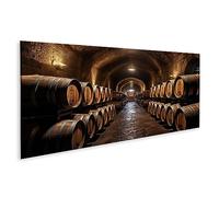 islandburner Tableau sur Toile Fûts de chêne dans la Cave à vin Cadre Affiche Poster Murale Tableaux