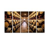 islandburner Tableau sur toile Fûts de vin empilés Cave Vignoble Images murales Poster