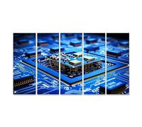 islandburner Tableau sur toile Gros plan d'une carte d'ordinateur avec de nombreux composants électroniques Images murales Poster