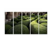 islandburner Tableau sur toile - Haie harmonieuse dans le cloître - Décoration murale pour salon - Pour les amoureux de la nature - 5 pièces - XXL