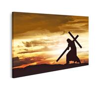 islandburner Tableau sur toile humain avec croix au coucher du soleil, ciel, arrière-plan, images murales