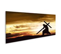 islandburner Tableau sur toile humain avec croix au coucher du soleil, ciel, arrière-plan, images murales