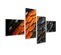 islandburner Tableau sur toile hyperréaliste d'un papillon monarque en vue détaillée - 4 pièces - Edition D1