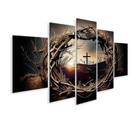 islandburner Tableau sur Toile Illustration Couronne d'épines Croix Symbole christianisme jésus Christ Cadre Affiche Poster Murale Tableaux