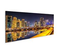islandburner Tableau sur Toile Incroyable Nuit Dubai Marina Skyline Luxury Yacht Dock Dubaï Émirats Arabes Unis Cadre Affiche Poster Murale Tableaux
