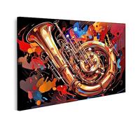islandburner Tableau sur toile Instrument de musique à effet de peinture d'instrument à vent Cadre Affiche Poster Murale Tableaux