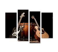 islandburner Tableau sur Toile Instruments de Musique Grosse Caisse Baril Guitare Acoustique Guitare Basse Dos Cadre Affiche Poster Murale Tableaux