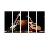 islandburner Tableau sur toile Instruments de musique grosse caisse baril guitare acoustique guitare basse fond Cadre Affiche Poster Murale Tableaux
