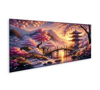 islandburner Tableau sur toile Japon serein avec des fleurs de cerisier en pleine floraison. La scène se déroule pendant les images magis Tableaux muraux Poster