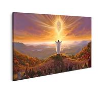 islandburner Tableau sur Toile Jésus Debout sur la Colline priant Dieu Foi Religion Cadre Affiche Poster Murale Tableaux