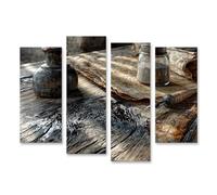 islandburner Tableau sur toile - Kit d'écriture historique - Décoration de bureau - Pour les amateurs d'histoire - 4 pièces