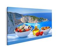 islandburner Tableau sur toile La célèbre plage de Navagio avec la salade grecque de Zakynthos en Grèce Tableaux Impressions x salon