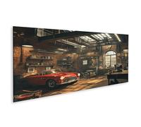 islandburner Tableau sur toile - Légende rouge dans un atelier automobile nostalgique - Images murales - Poster