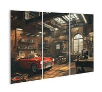 islandburner Tableau sur toile - Légende rouge dans un atelier automobile nostalgique - Images murales - Poster
